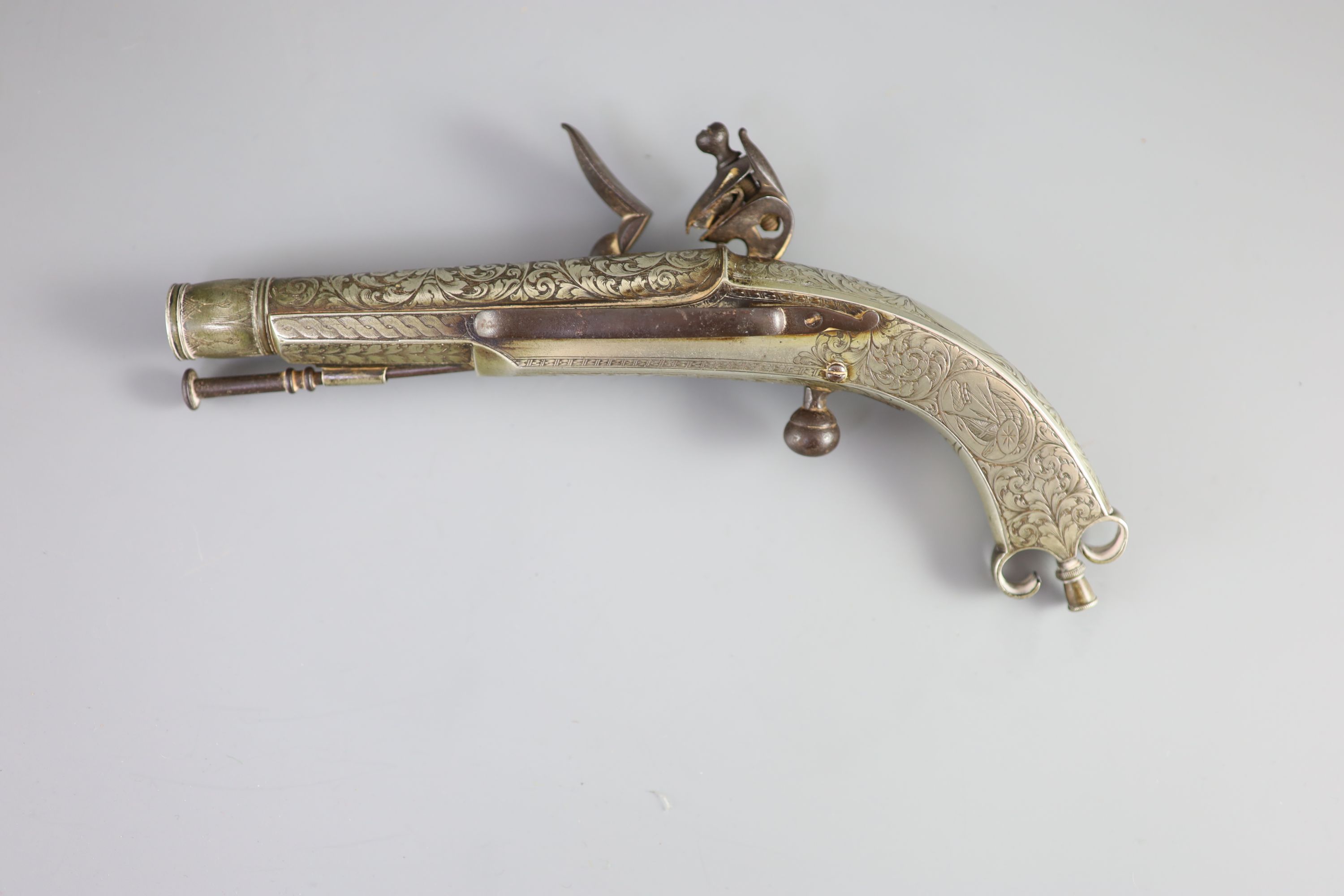 A good Scottish all-metal flintlock belt pistol c.1830, 24cm long